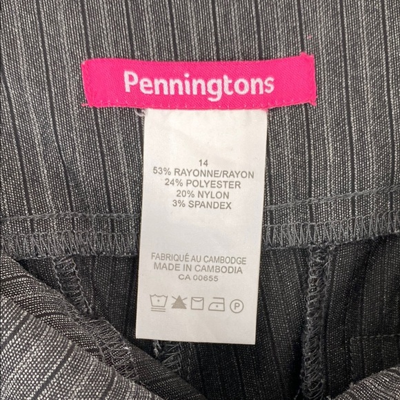 Penningtons Gray Pinstripe Dress Pants Pull On Size 14 - Picture 7 of 11